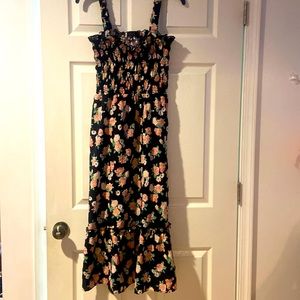 H&M long black floral dress